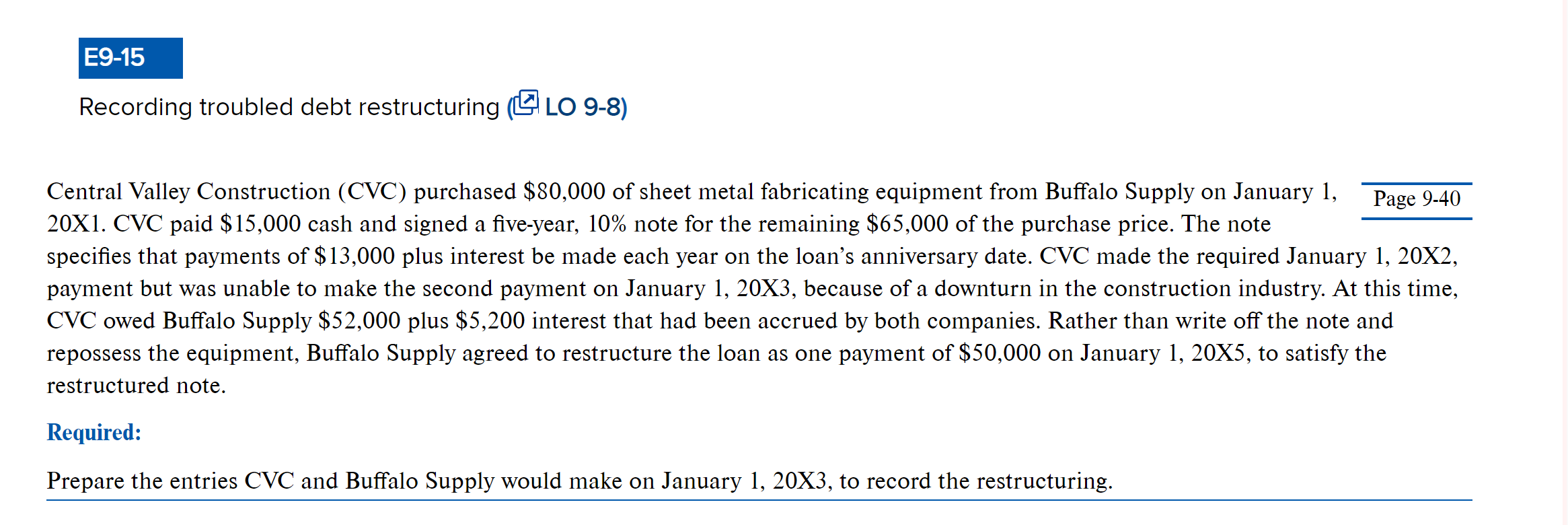 3. Using the fact pattern presented in Exercise 8-15 but assuming that