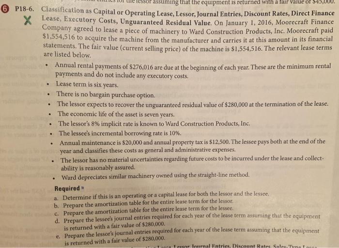  Classification as Capital or Operating Lease, Lessor, Journal Entries, Discount Rates,