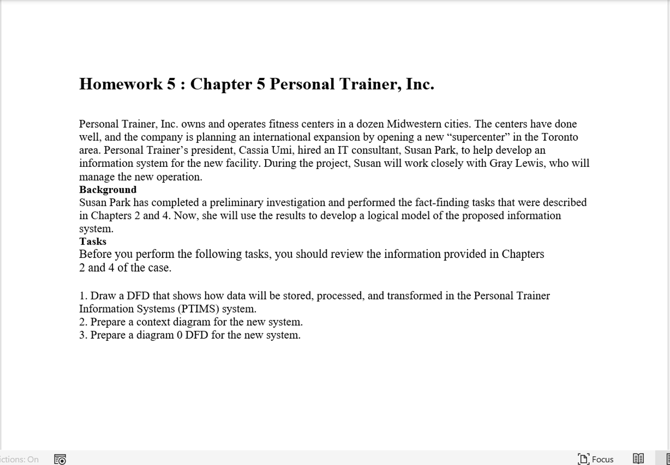  Homework 5 : Chapter 5 Personal Trainer, Inc. Personal Trainer, Inc.