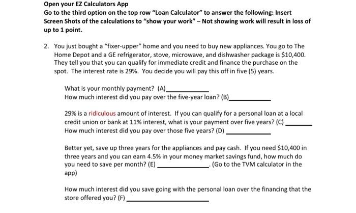  Open your EZ Calculators App Go to the third option on