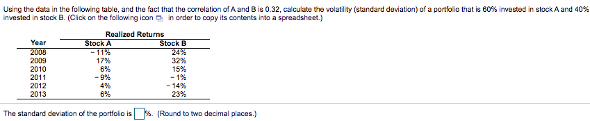  Using the data in the following table, and the fact that