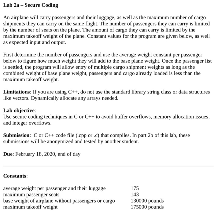 Using C++ SAMPLE INPUT: SAMPLE OUTPUT: Lab 2a - Secure Coding An