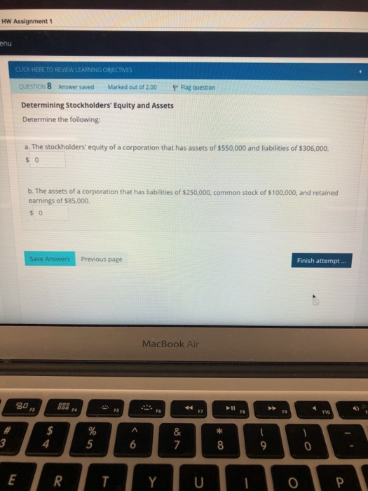  HW Assignment 1 CLICK HERE TO REVIEW LEARNING OBJECTIVES QUESTON 8