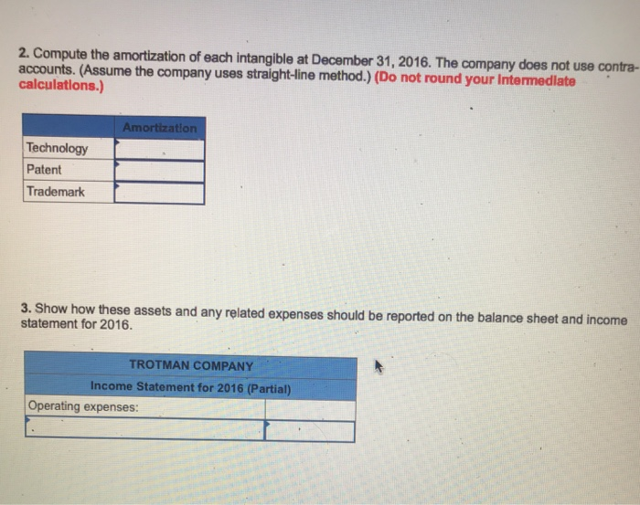 of Three Different Intangible Assets LO8-6 end of the accounting year): Trotman