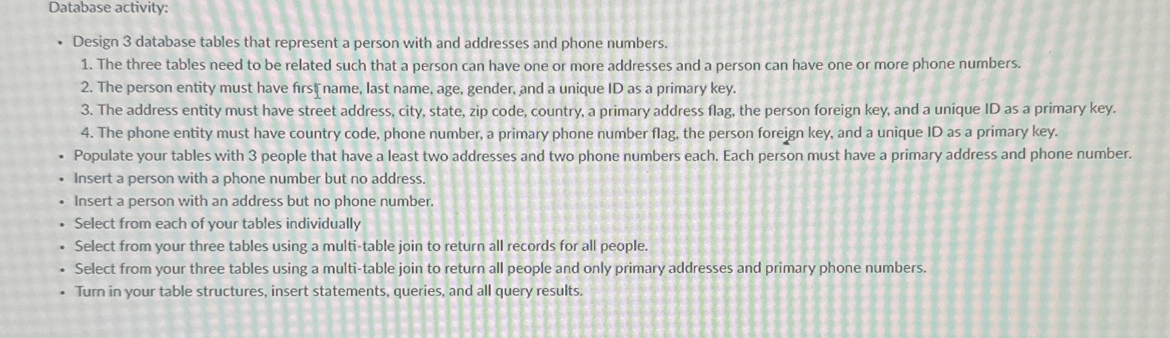  Database activity: Using Microsoft Access in SQL Design Design 3 database