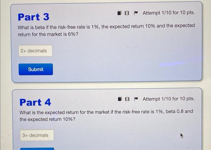 IB Attempt 1/10 for 10 pts. What is the expected return for