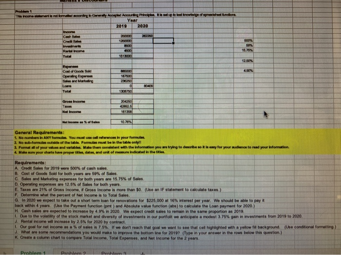  Marissa's Discounters Problem 1 This income statement is not formatted according
