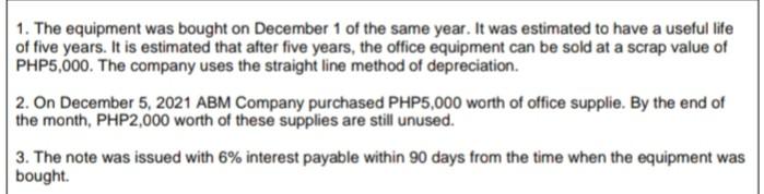 Prepare the worksheet using the following information The ABM Services reported the