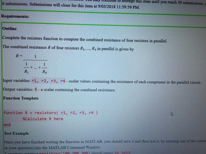  Resistor in parallel on matlab problem 1 ay CoDdNul 8 attempt