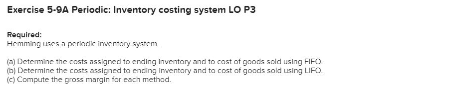 following information applies to the questions displayed below.] Hemming Co. reported the