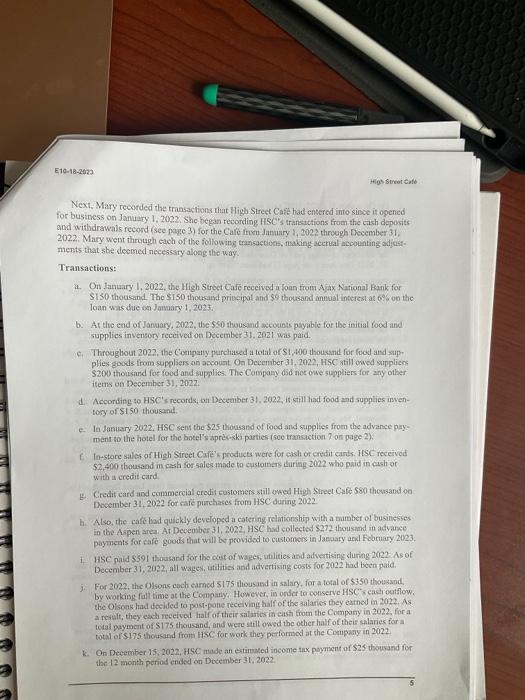your answer. 4. From a cash flow, cash balance and cash needs