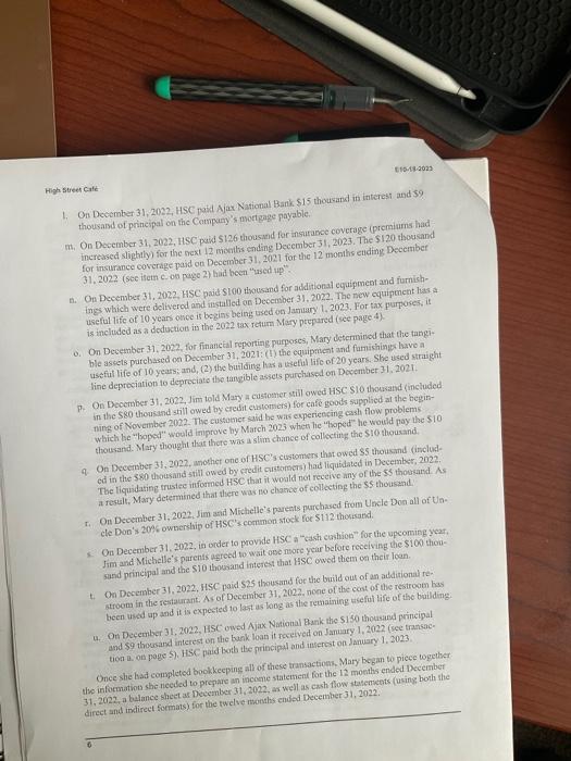 standpoint, how has High Street performed in 2022? What cash criteria did