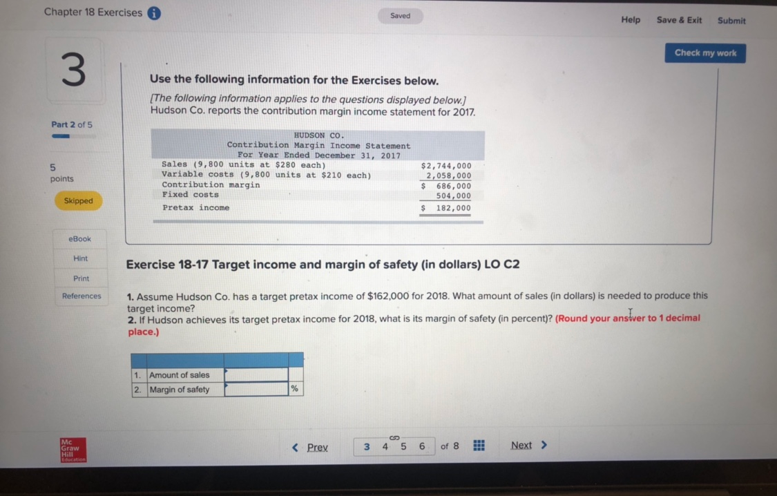  Chapter 18 Exercises i Saved Help Save & Exit Submit Check