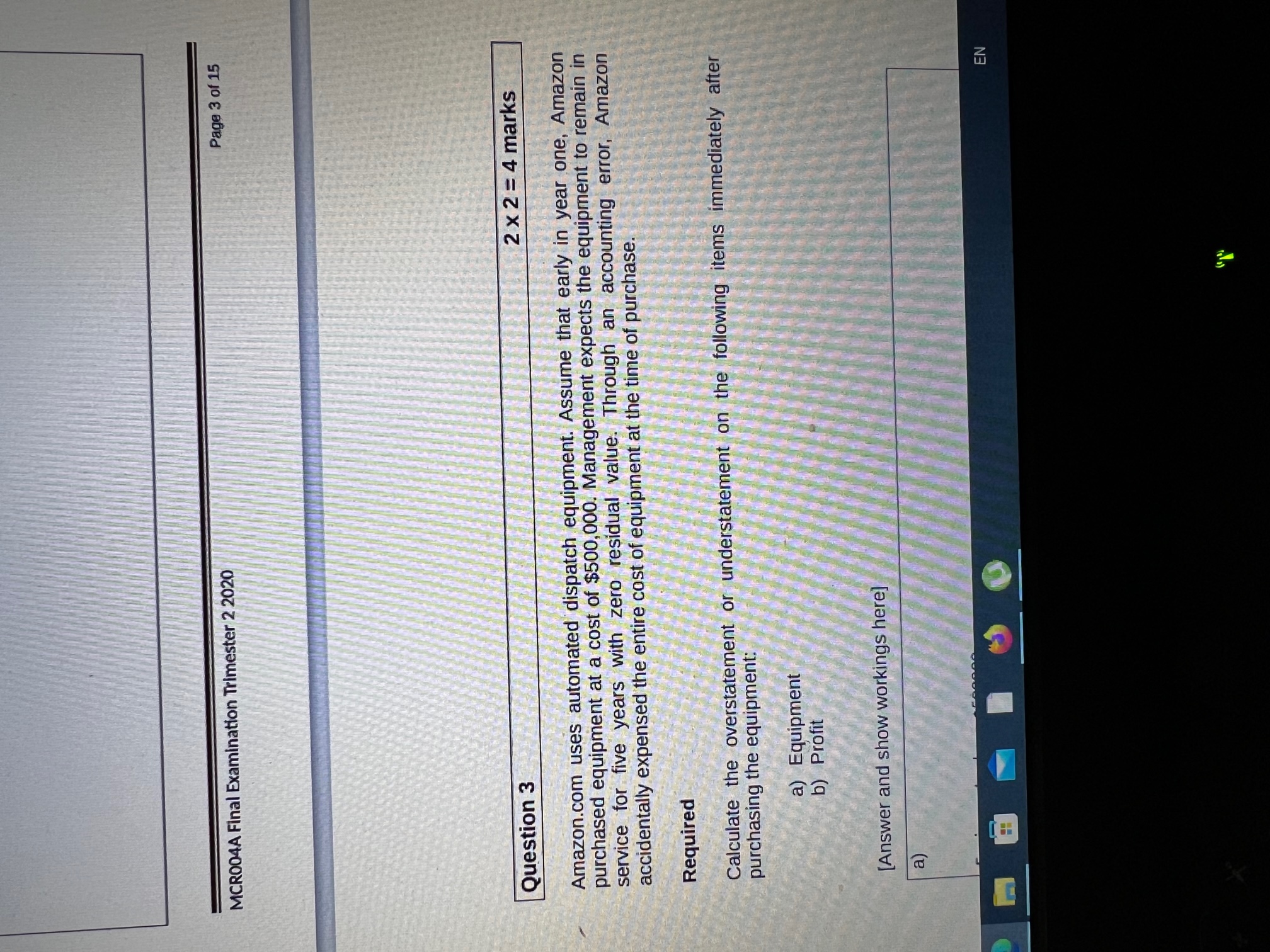  MCR004A Final Examination Trimester 22020 Question 3 22=4 marks Amazon.com uses