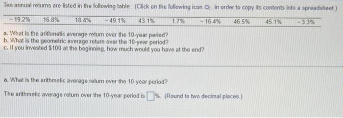#5 a. b. c. a. What is the arithmetic average return over