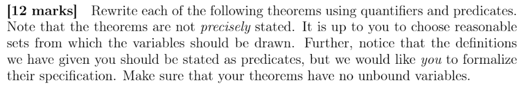 This problem involves predicate logic and quantifiers. I was able to get