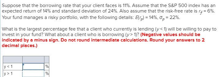 Suppose that the borrowing rate that your client faces is 11%.