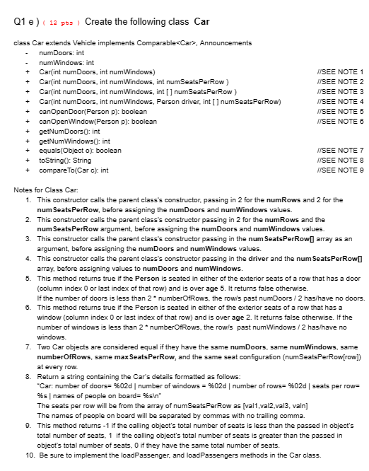 main(String[] args) { Car [] cars = new Car[10]; int [][] seatConfigurations