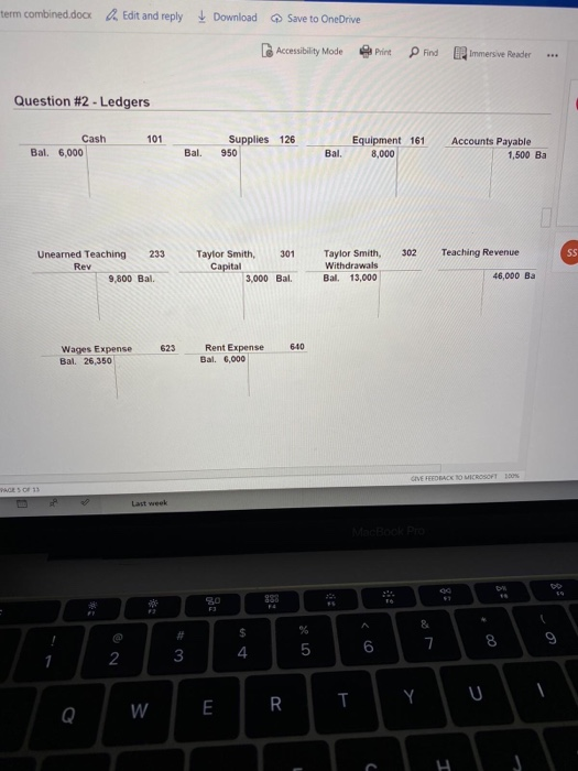 Question #1 [9 points] Acme Training Company is in its third month