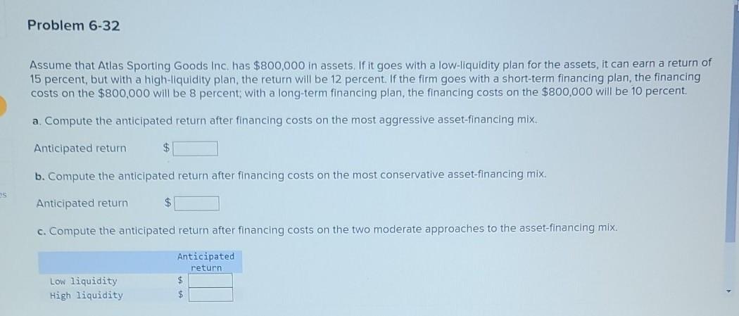 a. compute the anticipated return after financing costs on the most