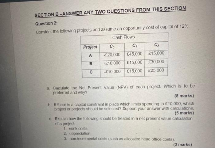  SECTION B-ANSWER ANY TWO QUESTIONS FROM THIS SECTION Question 2: Consider