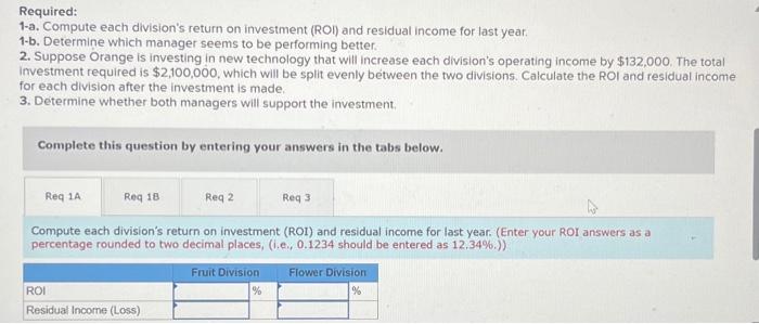 [LO 104,105] Orange Corp. has two divisions: Fruit and Flower. The following