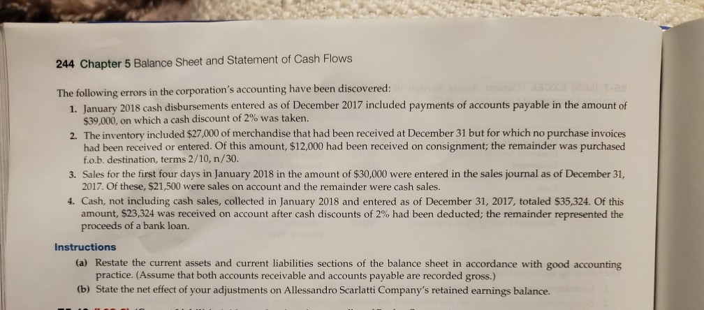 current liabilities sections of the balance sheet of Allessandro Scarlatti Company appear
