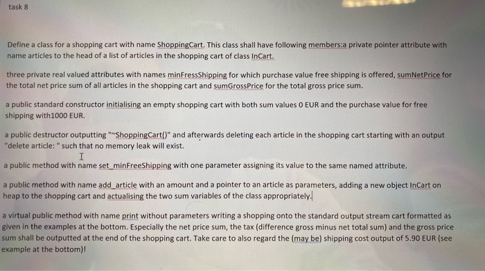 offered article with name Article. This class shall have following members: a