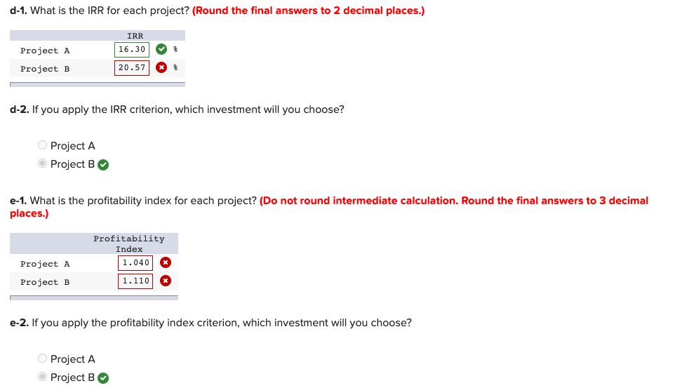 (B) -$ 71,000 38,000 29,000 26,500 21,600 Whichever project you choose, if