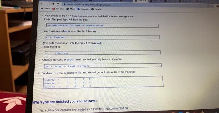 getvalue(int index) ? return value[index]i] myarray operatoct(myarray array 2 ) nyarray temparray;