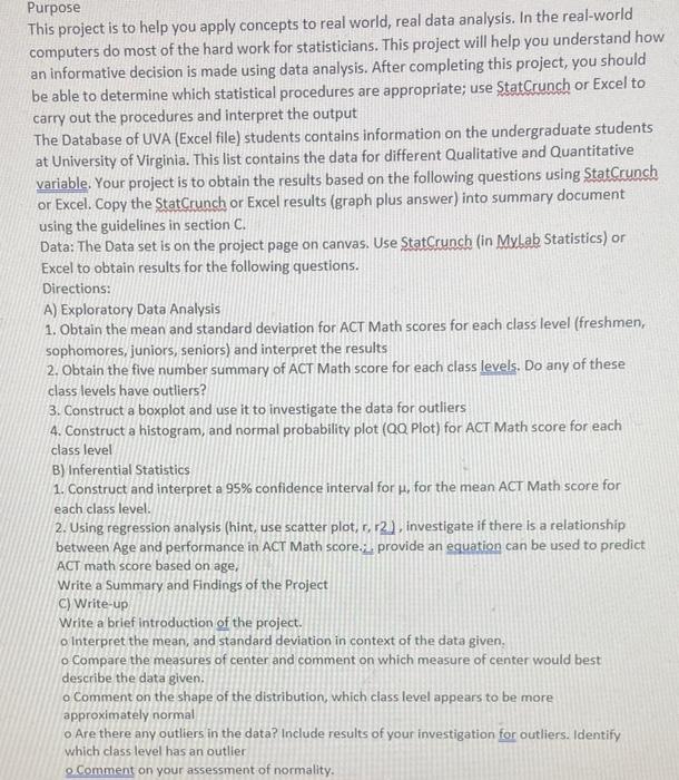 USING EXCEL A) I need steps to know how to find the