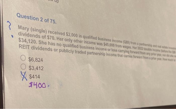  REIT dividend: $6,824 $3,412 $414 $400