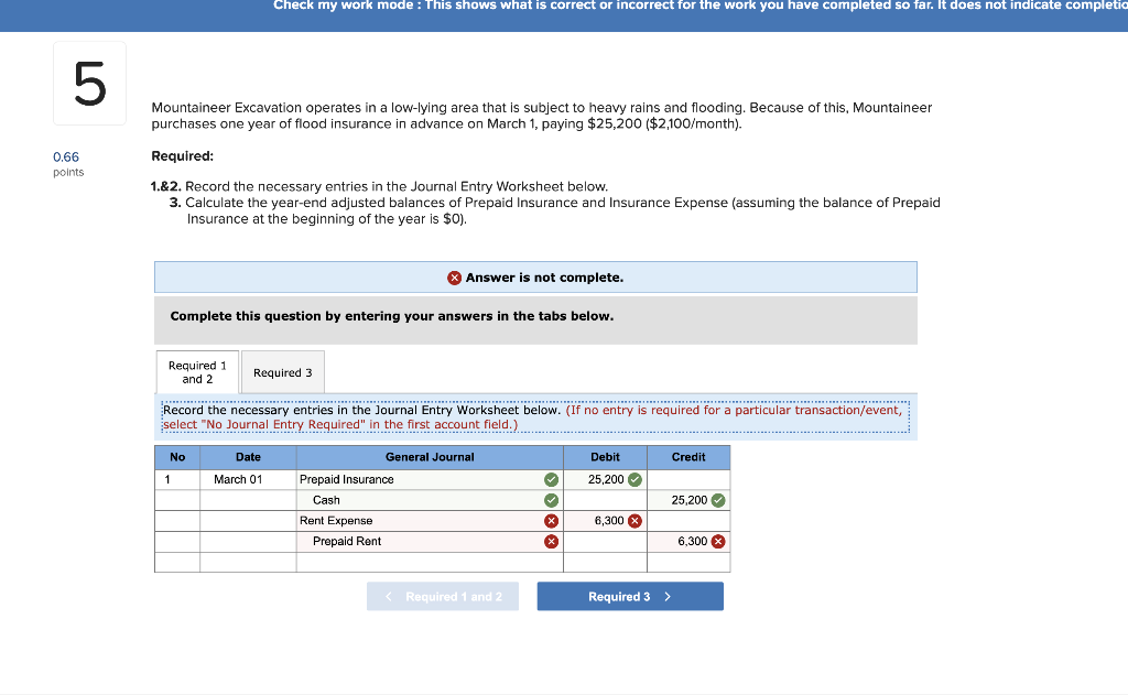 Check my work mode: This shows what is correct or incorrect
