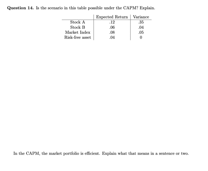  Question 14. Is the scenario in this table possible under the