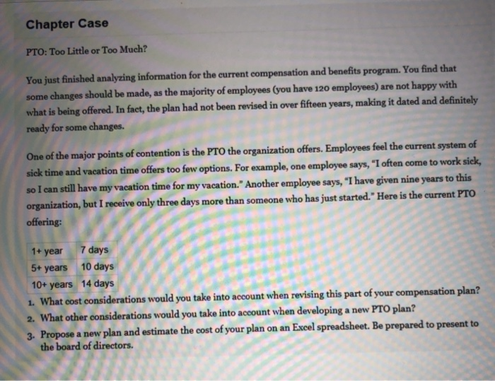  Here is the current PTO offering: 1+ year 7 days 5+