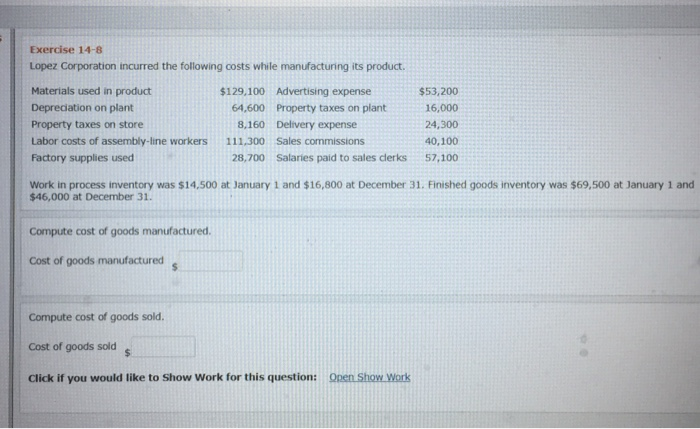 in Process January 1) (December 31) Manufactured Cost of Goods 14-2 Manufacturing