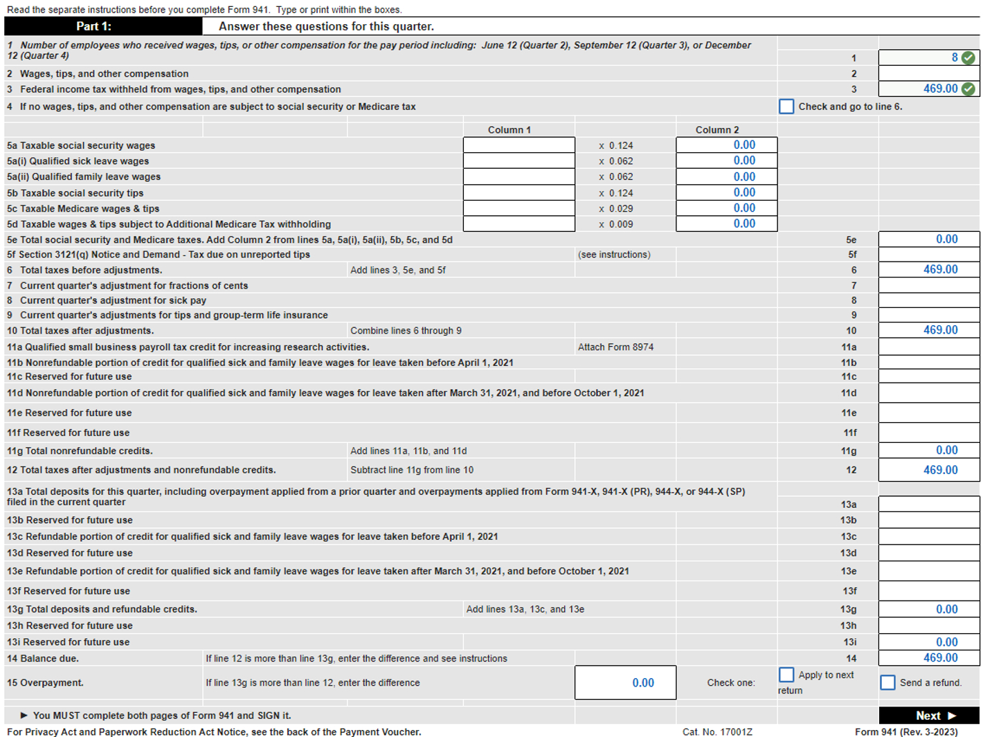  The first-quarter tax return needs to be filed for Prevosti Farms