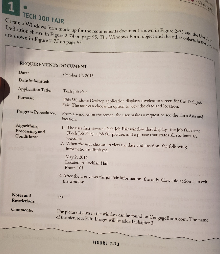 case Tech Job Fair (continued) USE CASE DEFINITION .displaying the name