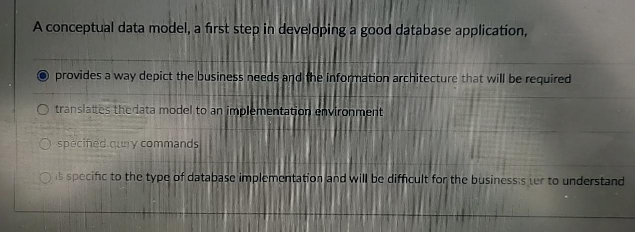  A conceptual data model, a first step in developing a good