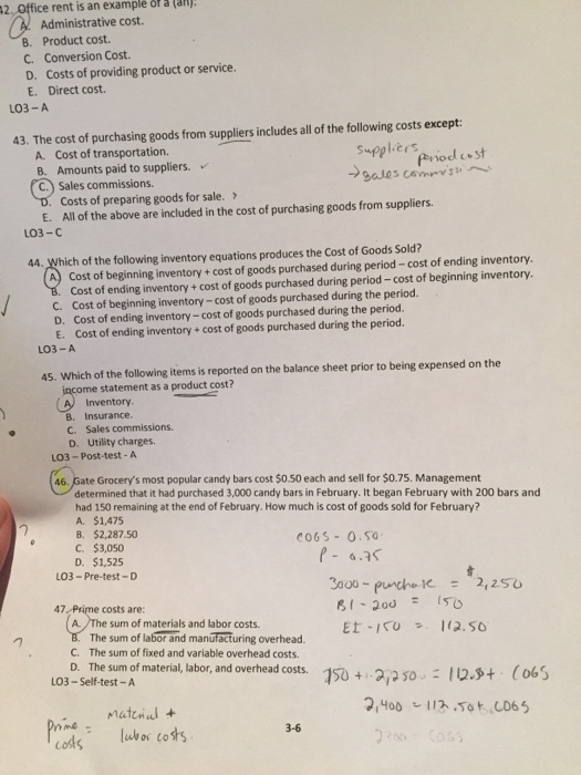  2, Office rent is an example or a (al Administrative cost.