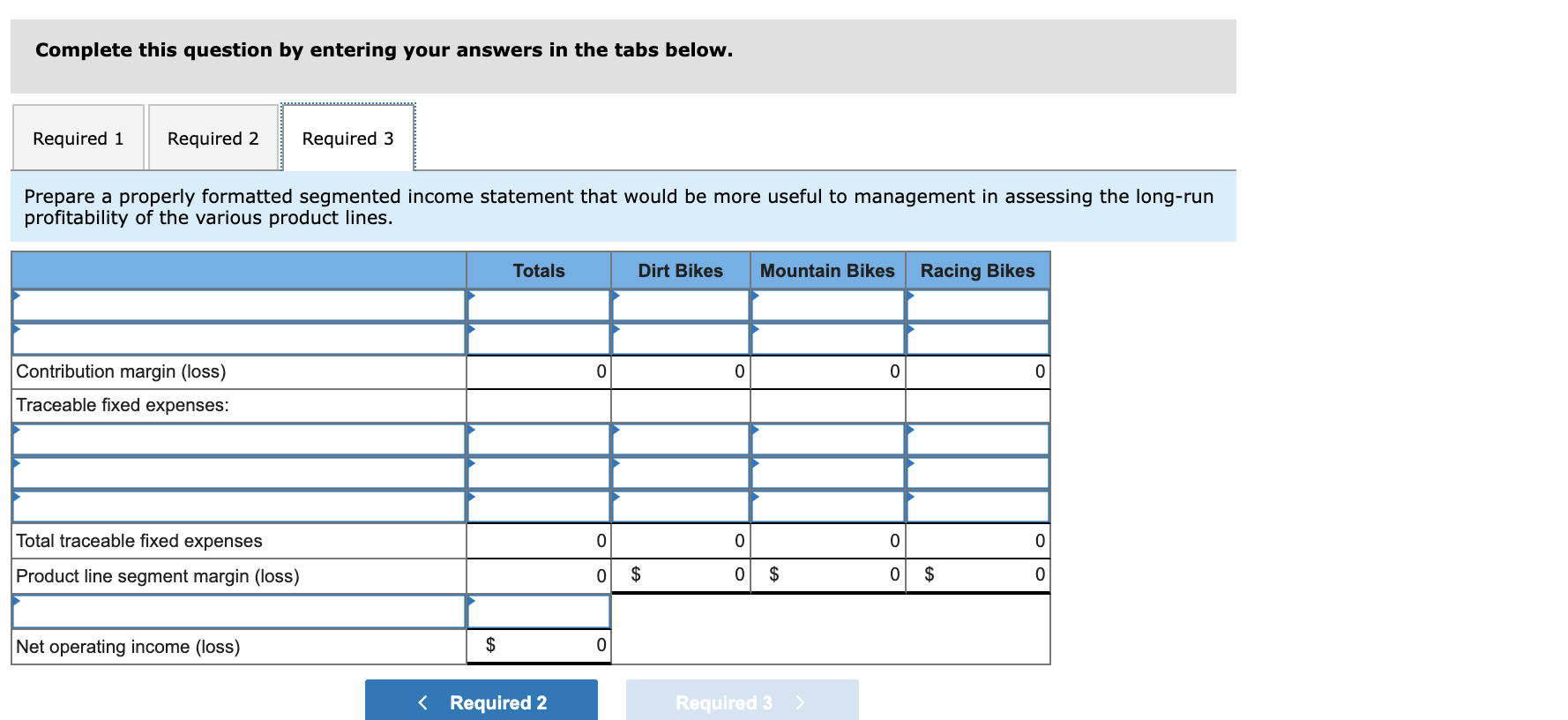 types of bicycles-a dirt bike, a mountain bike, and a racing bike.