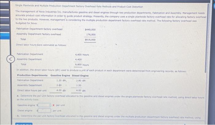 please help! ill like if correct Single Plantwide and Multiple Production