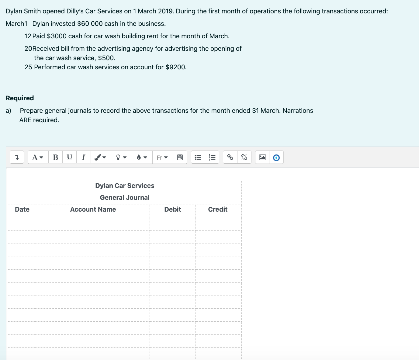  Dylan Smith opened Dilly's Car Services on 1 March 2019. During
