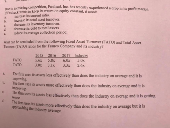  TIC Due to increasing competition, Fastback Inc e competition, Fastback Inc.