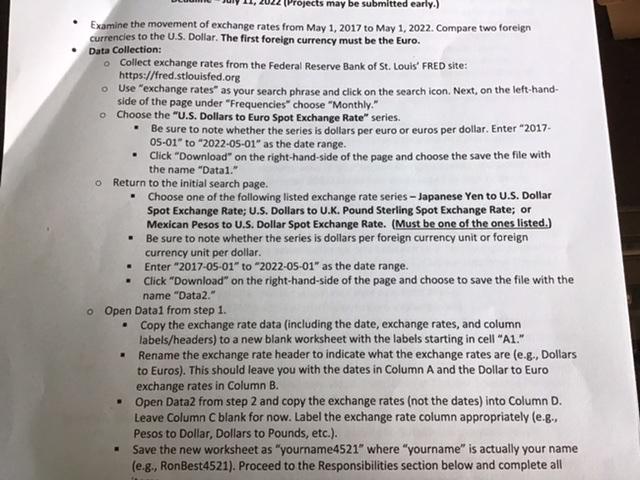 I I need help with this project (Projects may be submitted early.)