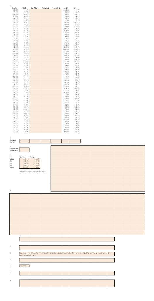  PROBLEM 1 Create a column of monthly returns for your 2