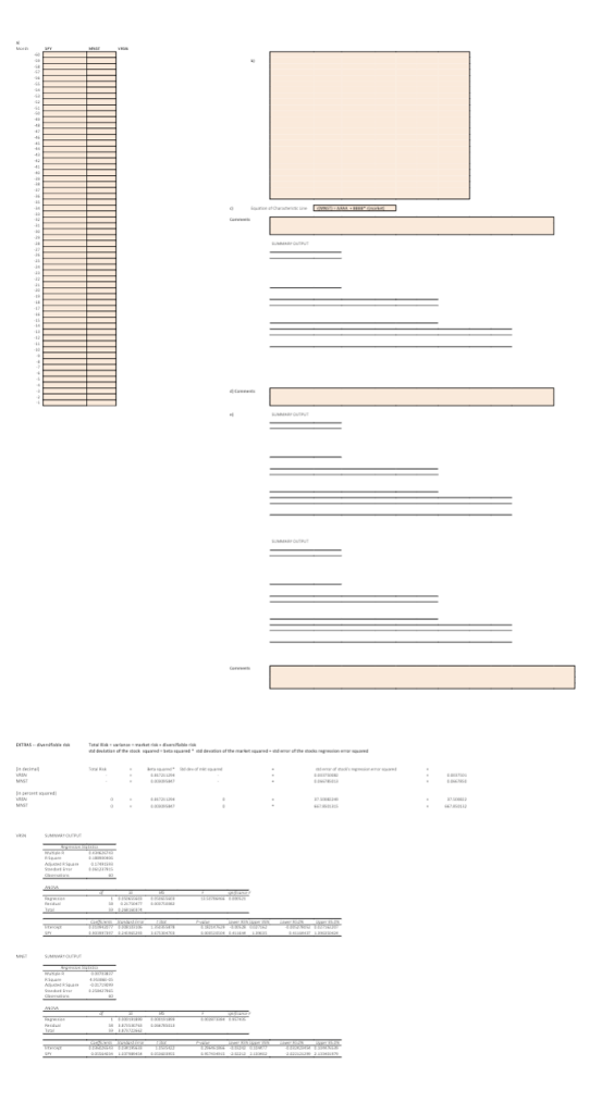 stocks and the following 3 portfolios. Organize your spreadsheet as follows a.