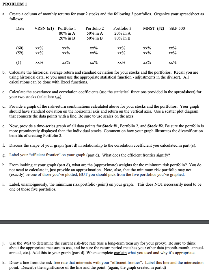 Date VRSN(#1) Portfolio! 80% in A 20% in B Portfolio 2 50%