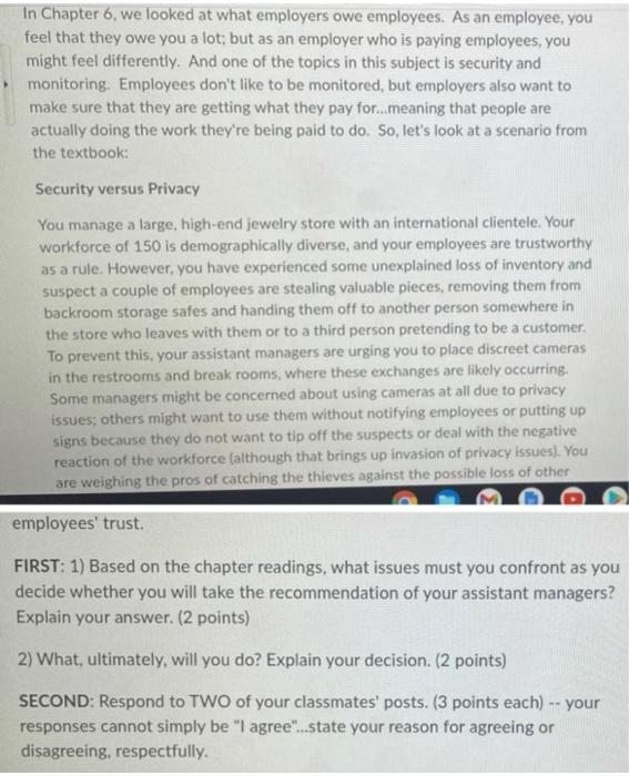 Please writein regular print, can't read cursive handwriting. In Chapter 6, we