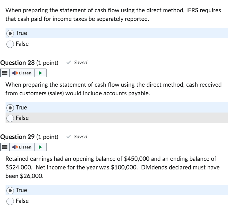 When preparing the statement of cash flow using the direct method,